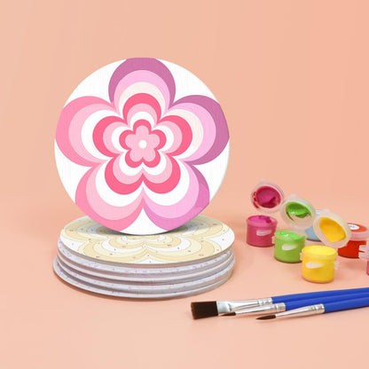 Groovy Layered Daisies paint by numbers coasters – image 4