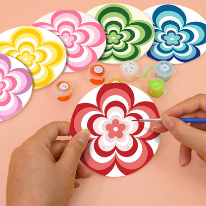 Groovy Layered Daisies paint by numbers coasters – image 6