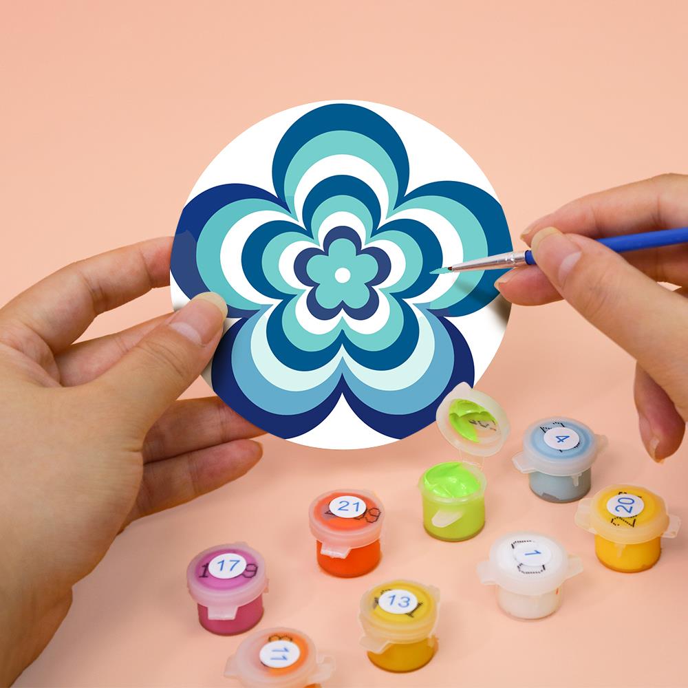 Groovy Layered Daisies paint by numbers coasters – image 7