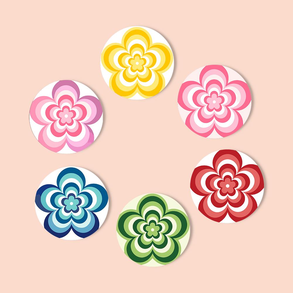 Groovy Layered Daisies paint by numbers coasters – image 12