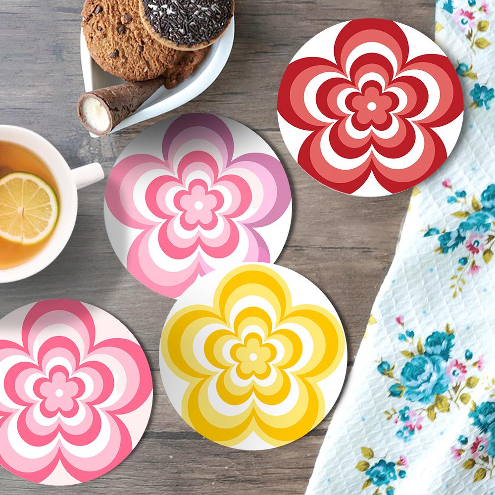 Groovy Layered Daisies paint by numbers coasters – image 14