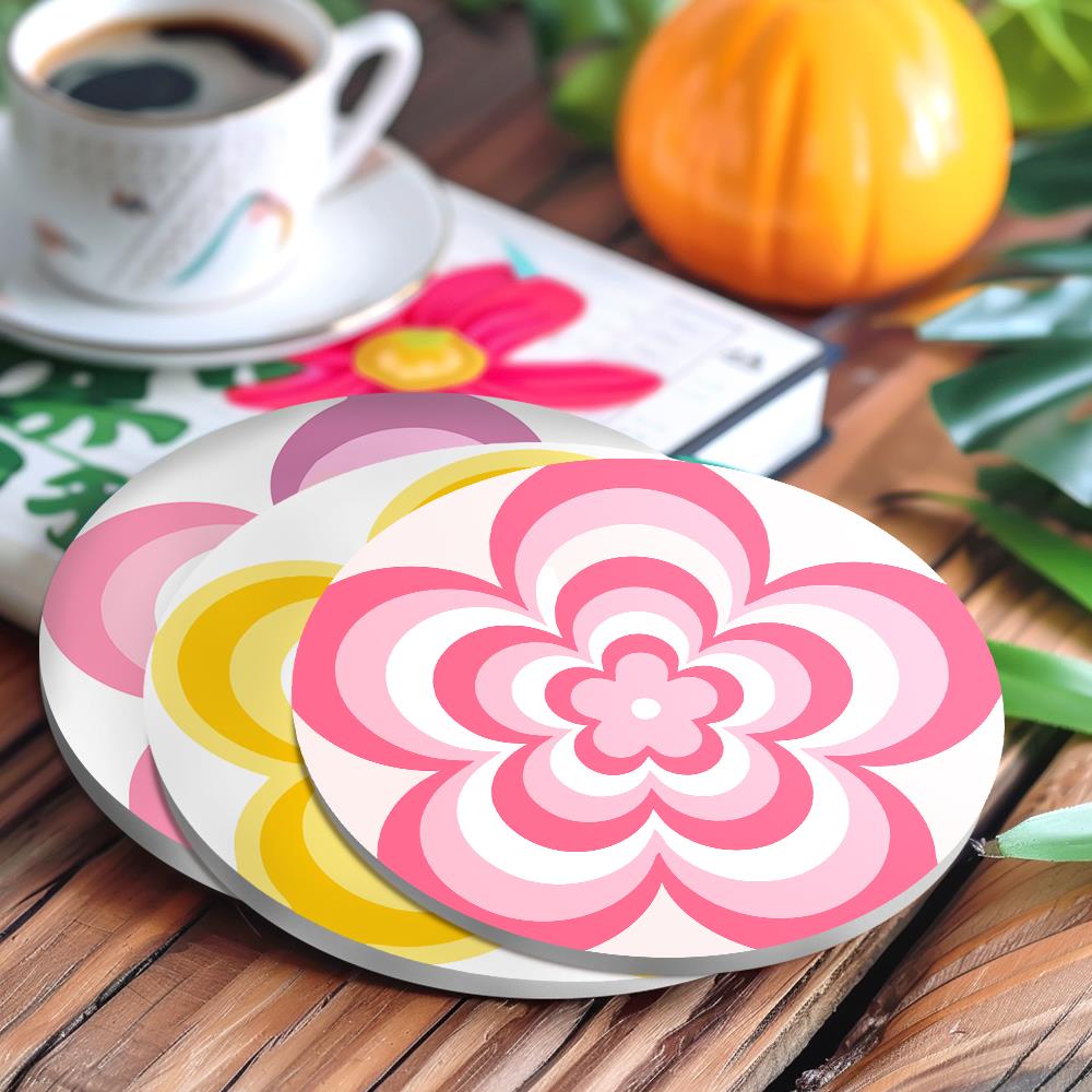 Groovy Layered Daisies paint by numbers coasters – image 17