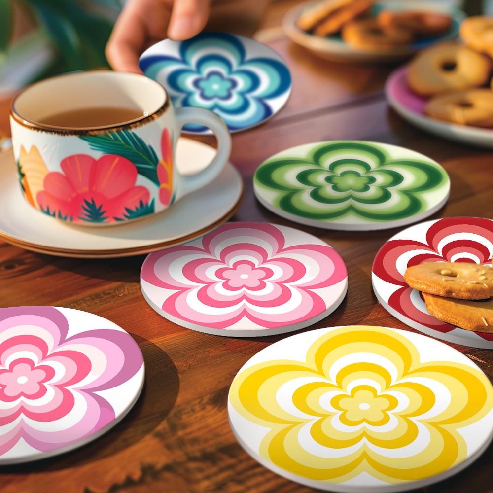 Groovy Layered Daisies paint by numbers coasters – image 21