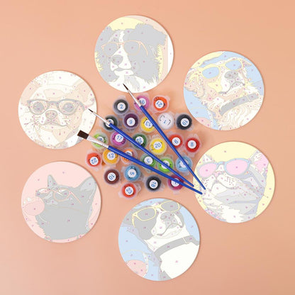Cool Pets in Sunglasses paint by numbers coasters – image 2