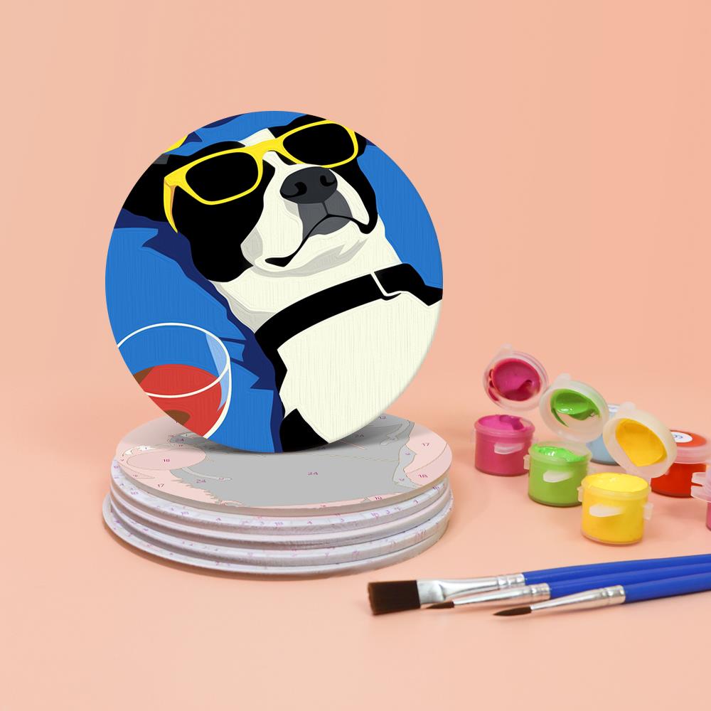 Cool Pets in Sunglasses paint by numbers coasters – image 4
