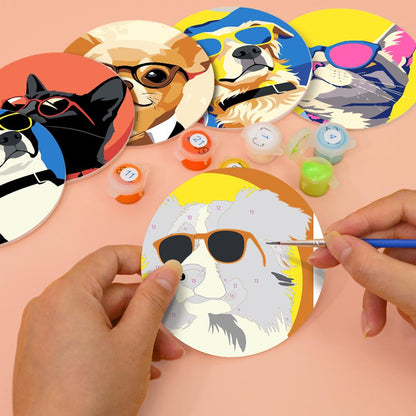 Cool Pets in Sunglasses paint by numbers coasters – image 6