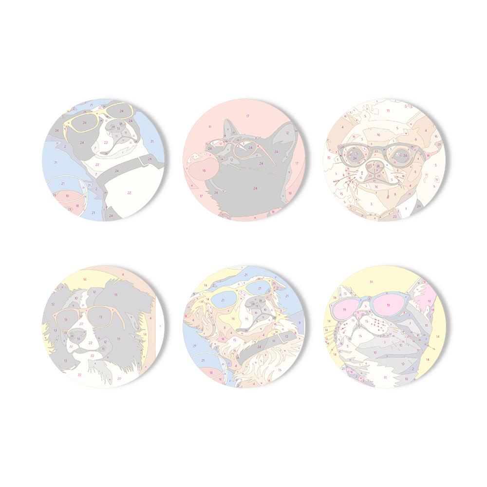 Cool Pets in Sunglasses paint by numbers coasters – image 11