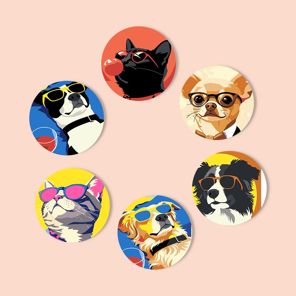 Cool Pets in Sunglasses paint by numbers coasters – image 12