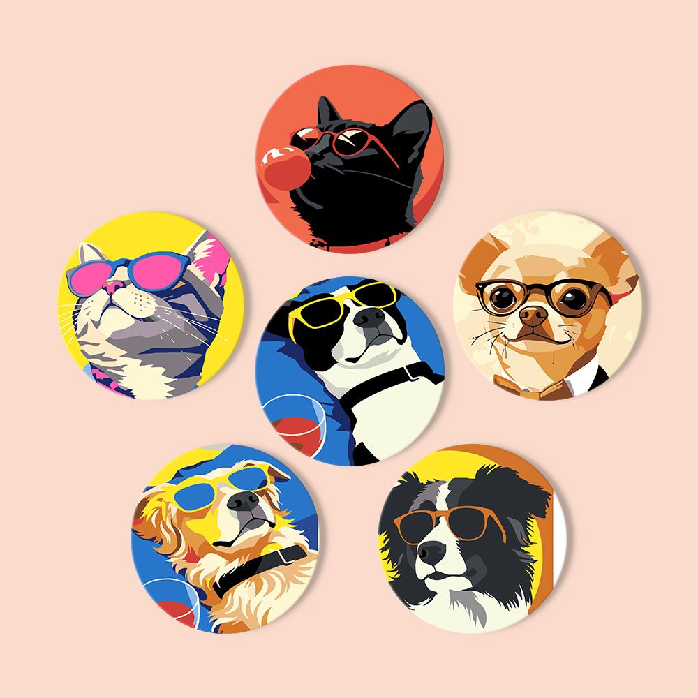 Cool Pets in Sunglasses paint by numbers coasters – image 13