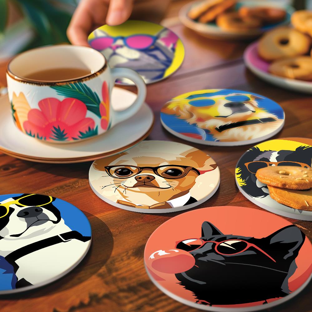 Cool Pets in Sunglasses paint by numbers coasters – image 14