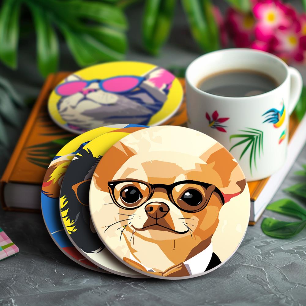 Cool Pets in Sunglasses paint by numbers coasters – image 16