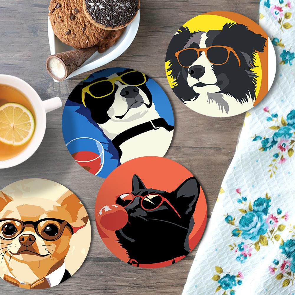 Cool Pets in Sunglasses paint by numbers coasters – image 21