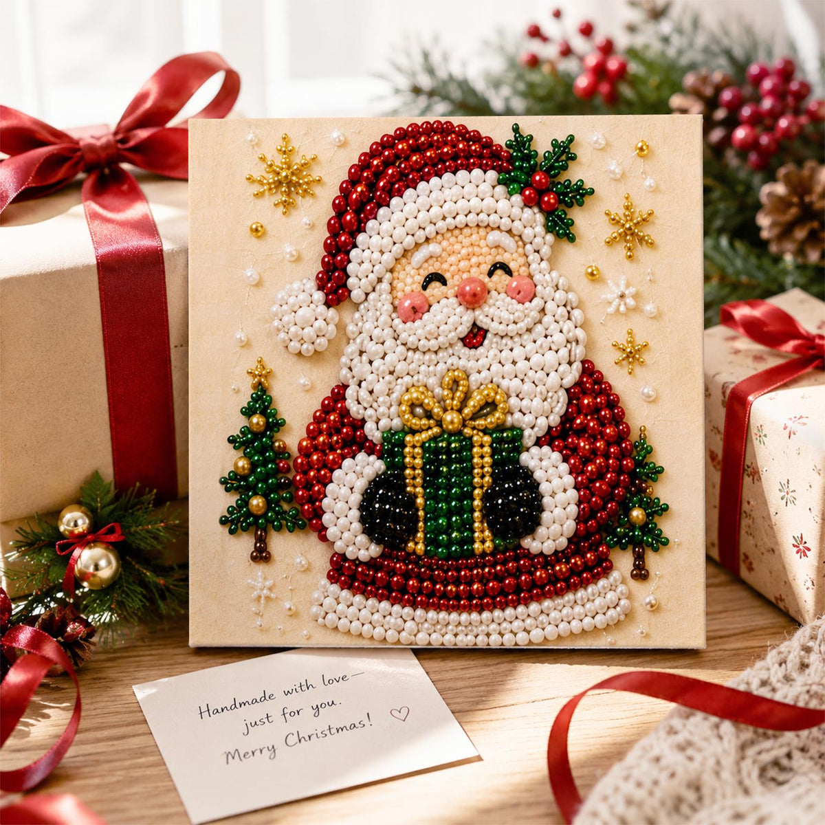 Santa's Present by a Little Tree pearl painting – image 2