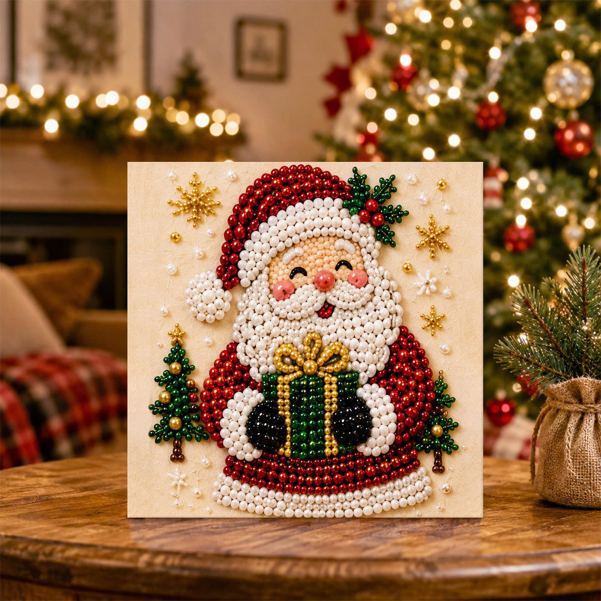 Santa's Present by a Little Tree pearl painting – image 5