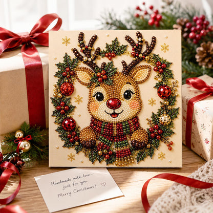 Reindeer in a Holly Wreath pearl painting – image 2