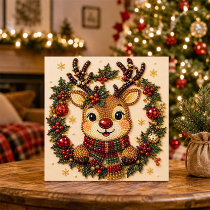 Reindeer in a Holly Wreath pearl painting – image 5