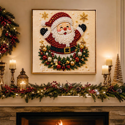 Cheering Santa in a Bauble Wreath pearl painting – image 3