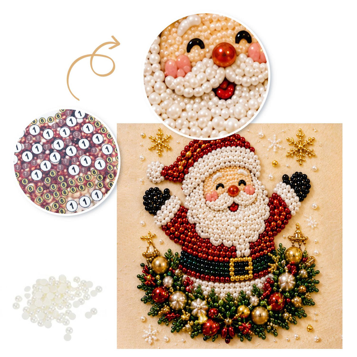 Cheering Santa in a Bauble Wreath pearl painting – image 6