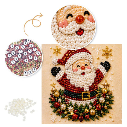 Cheering Santa in a Bauble Wreath pearl painting – image 6