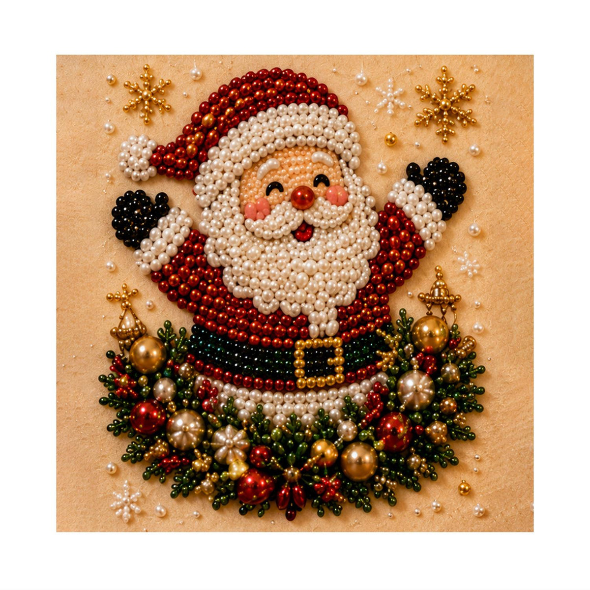 Cheering Santa in a Bauble Wreath pearl painting – image 11