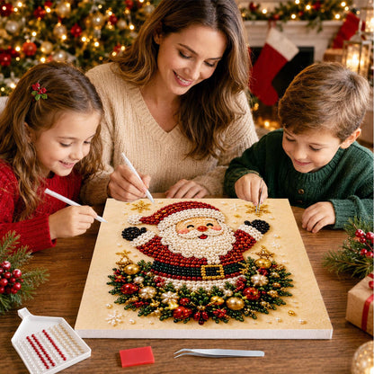Cheering Santa in a Bauble Wreath pearl painting – image 15