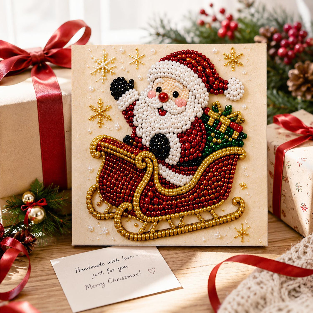 Jolly Santa's Red Sleigh pearl painting – image 2