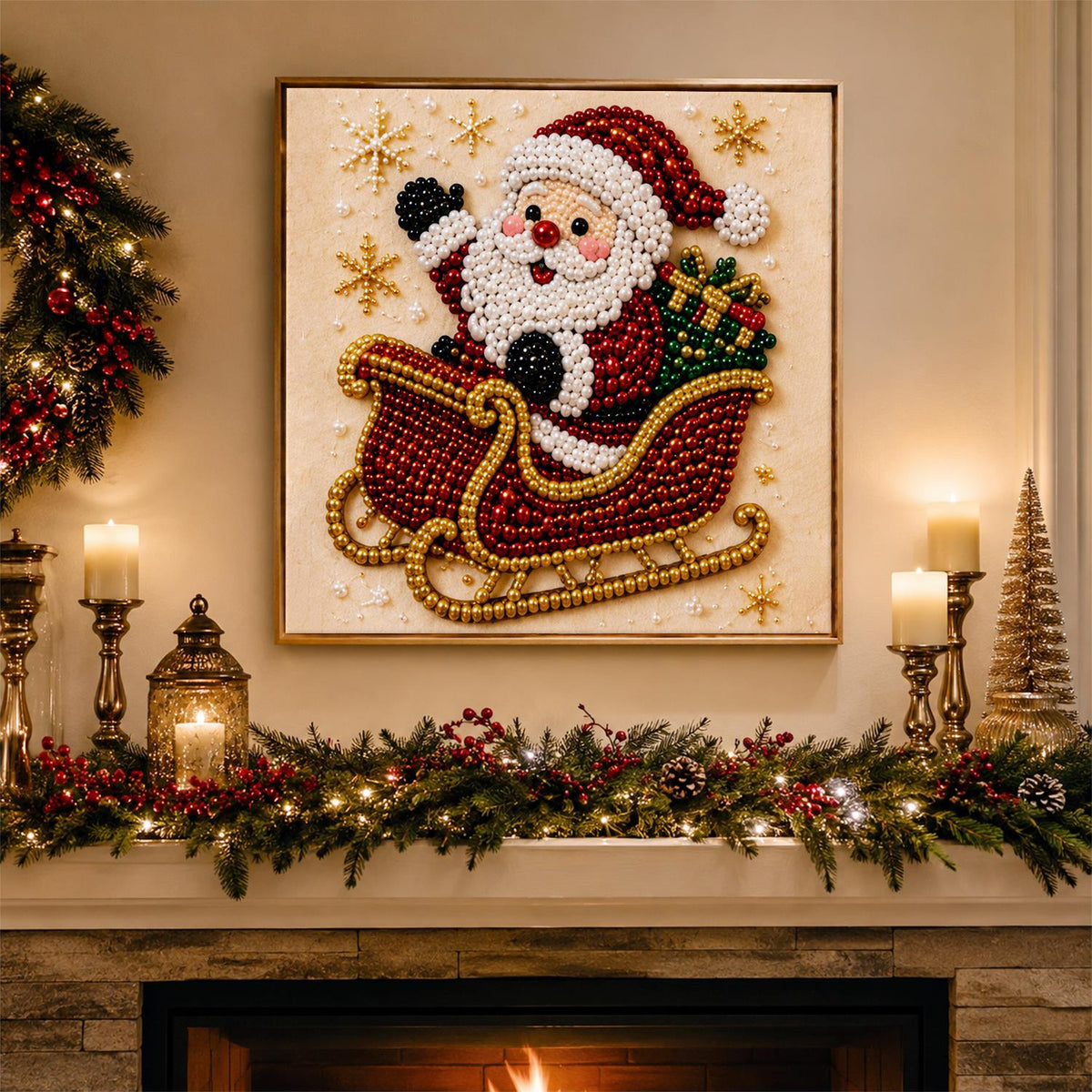 Jolly Santa's Red Sleigh pearl painting – image 3