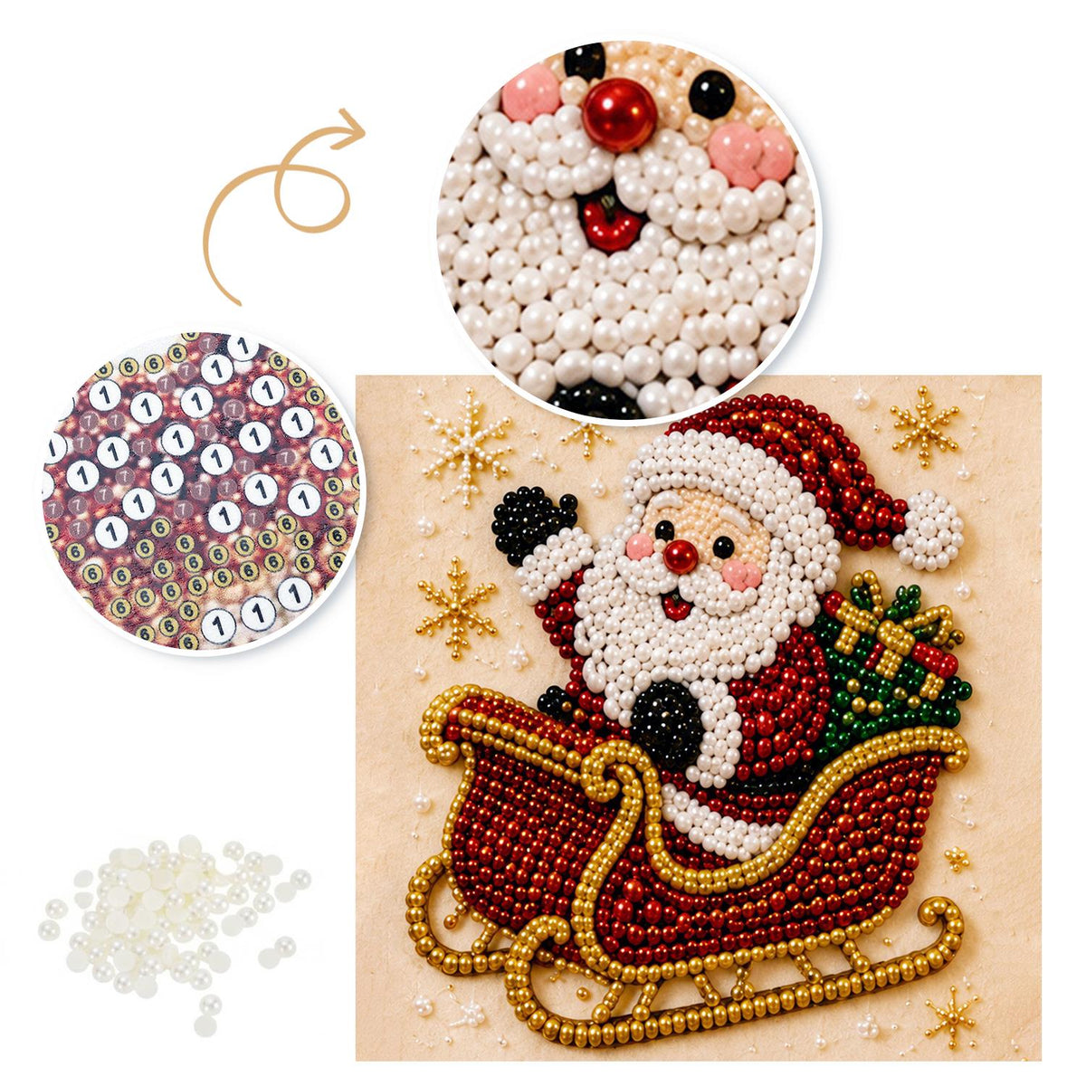 Jolly Santa's Red Sleigh pearl painting – image 6
