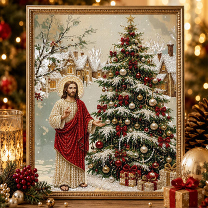 Red-Robed Jesus at Christmas pearl painting – image 2