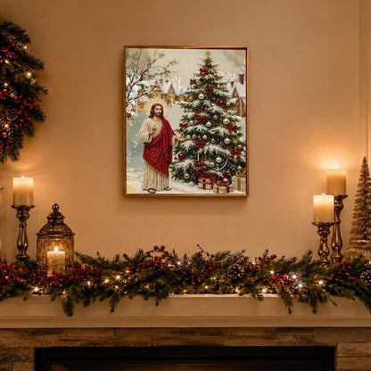 Red-Robed Jesus at Christmas pearl painting – image 3