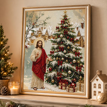 Red-Robed Jesus at Christmas pearl painting – image 4