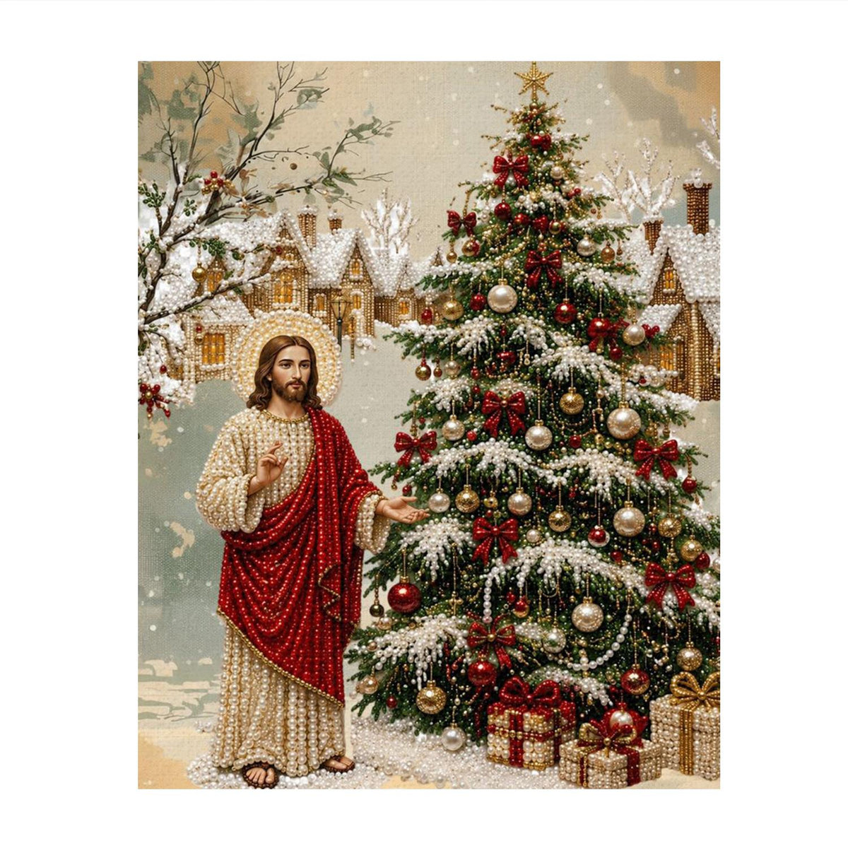 Red-Robed Jesus at Christmas pearl painting – image 11