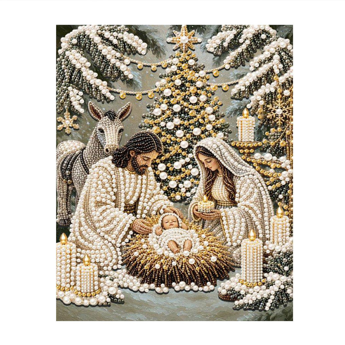 Candlelit Nativity in the Snow pearl painting – image 11