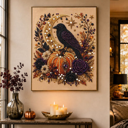 Raven on the Harvest Pumpkin pearl painting – image 4