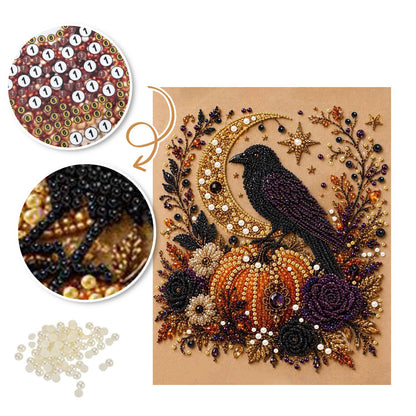 Raven on the Harvest Pumpkin pearl painting – image 6