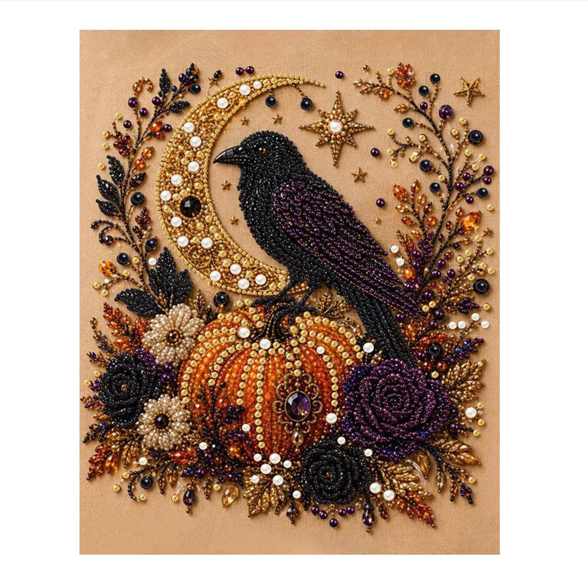 Raven on the Harvest Pumpkin pearl painting – image 11