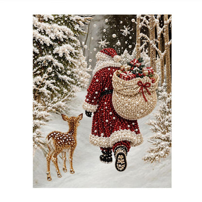 Santa's Forest Walk with a Fawn pearl painting – image 11