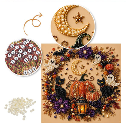Ghost and Black Cat Wreath pearl painting – image 6