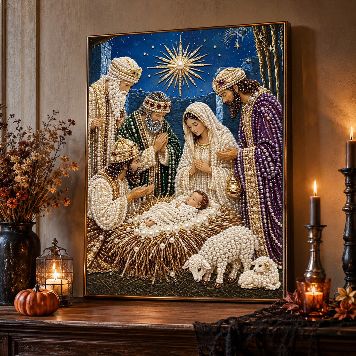 Holy Night Manger Scene pearl painting – image 2