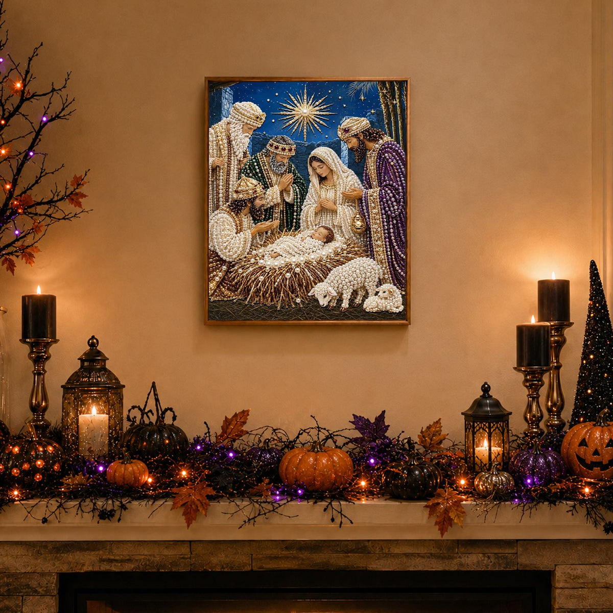 Holy Night Manger Scene pearl painting – image 3