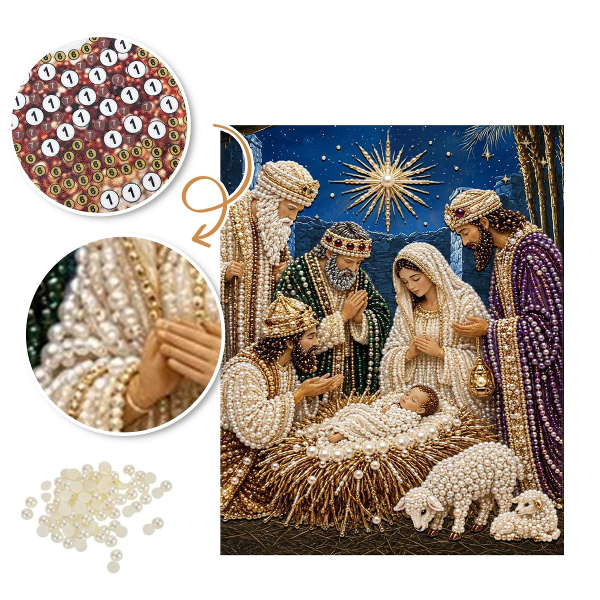 Holy Night Manger Scene pearl painting – image 6