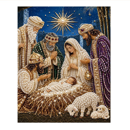 Holy Night Manger Scene pearl painting – image 11