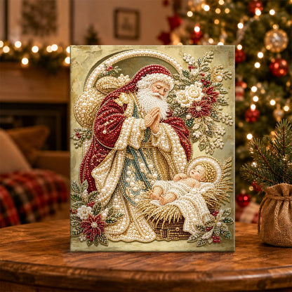 Santa Kneeling at the Manger pearl painting – image 5