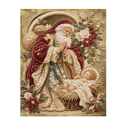 Santa Kneeling at the Manger pearl painting – image 11