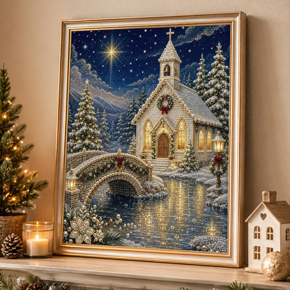 Little White Chapel at Christmas pearl painting – image 4