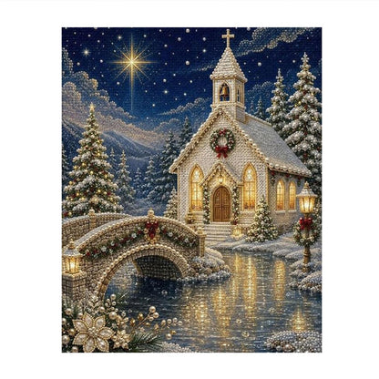 Little White Chapel at Christmas pearl painting – image 11