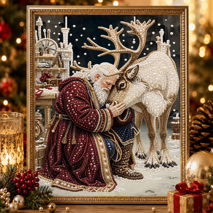 Santa Nuzzling His Reindeer pearl painting – image 2