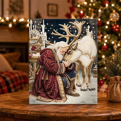 Santa Nuzzling His Reindeer pearl painting – image 5