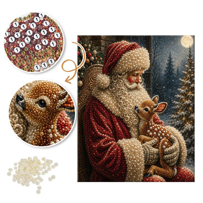 Santa Nuzzling His Reindeer pearl painting – image 6