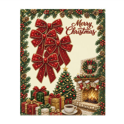 Red Bows and a Crackling Hearth pearl painting – image 11